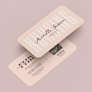 Modern Nursing Monogram Aesthetic Pink Business Card