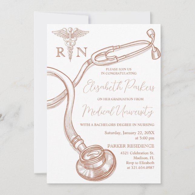 Modern Nursing School Graduation Party Invitation (Front)