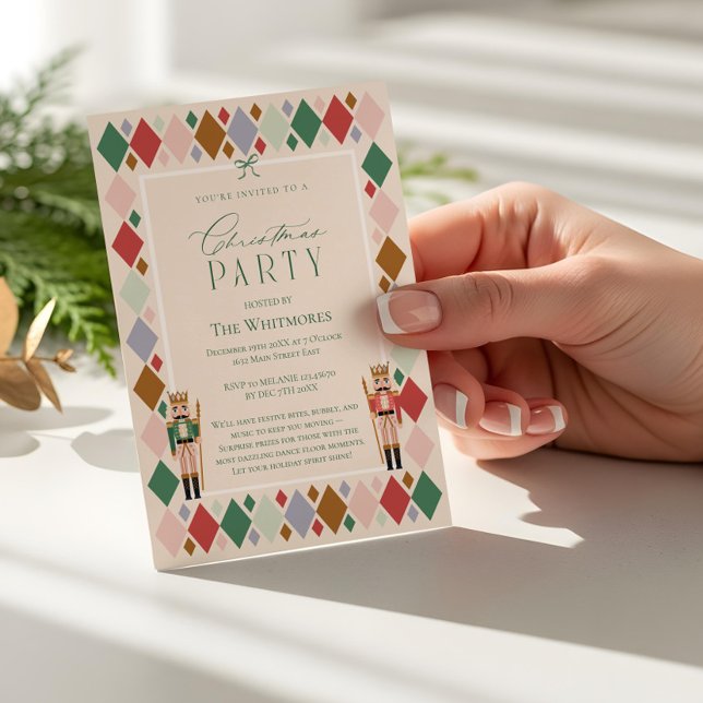 Modern Nutcracker Bow Ribbon Christmas Party Holiday Card (Modern Nutcracker Bow Ribbon Christmas Party Holiday Card)