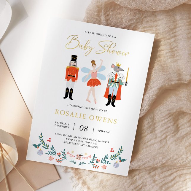 Modern Nutcracker Christmas Baby Shower Minimalist (Creator Uploaded)