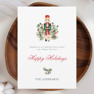 Modern Nutcracker Foliage Happy Holidays Holiday Card