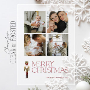 Modern Nutcracker Merry Christmas 4 Photo Holiday Acrylic Invitations