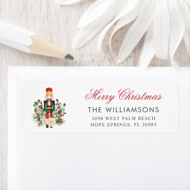 Modern Nutcracker Merry Christmas Return Address Return Address Label (Insitu)