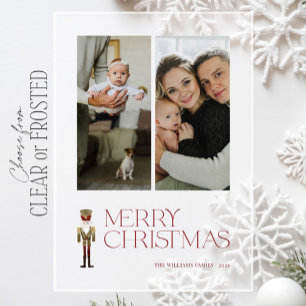 Modern Nutcracker Merry Typography 2 Photo Holiday Acrylic Invitations