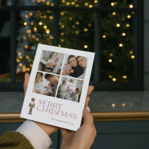 Modern Nutcracker Merry Typography 4 Photo  Holiday Card