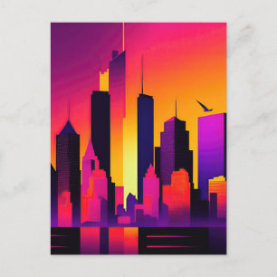 Modern NYC Skyline Graphic Postcard