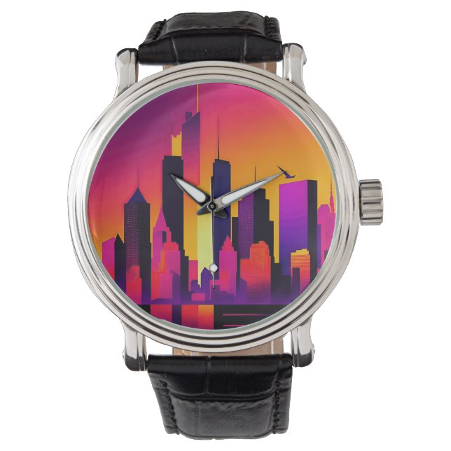 Modern NYC Skyline Graphic Watch (Front)