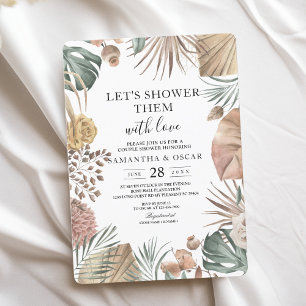 Modern Oasis Watercolor Flowers & Leaves Frame Invitation