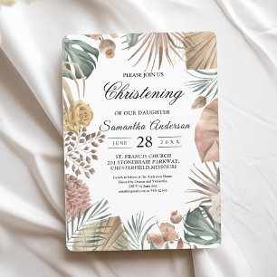 Modern Oasis Watercolor Flowers & Leaves Frame Invitation