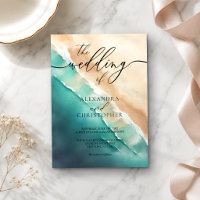 Modern Ocean Beach Blue Watercolor ombre