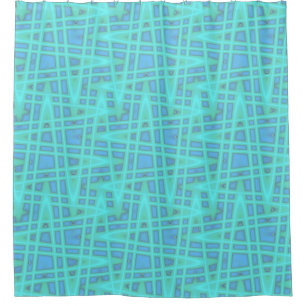 Modern Ocean Beach Blue Wave Geometric Pattern Shower Curtain