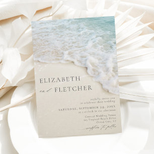 Modern Ocean Beach Destination Wedding Invitation