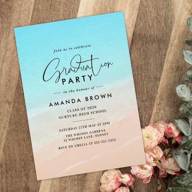 Modern Ocean Beach Graduation Class of 2026  Invitation (Creator Uploaded)