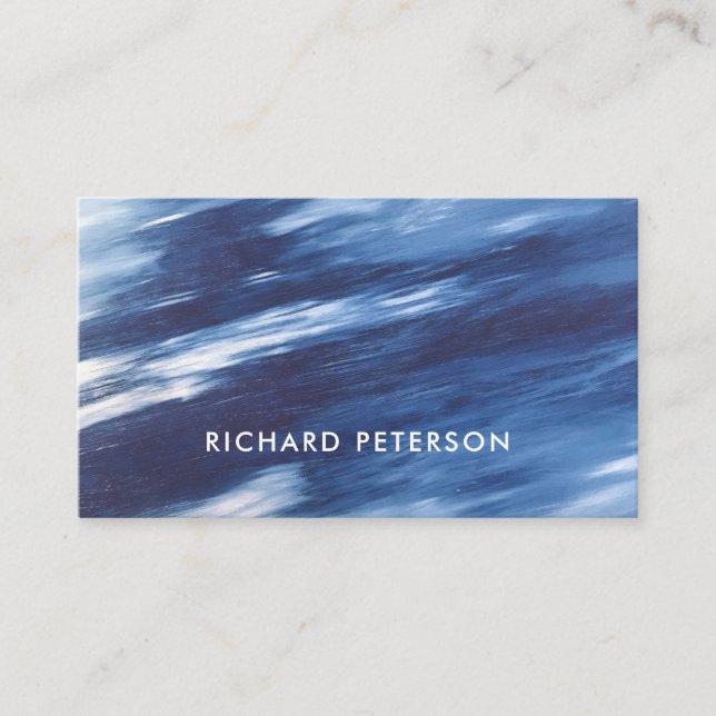 Modern ocean beachy blue business card (Front)
