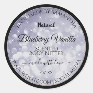 Modern Ocean Blue Sparkling Glitter Product Labels