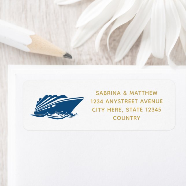 Modern Ocean Cruise Ship Return Address Label (Insitu)