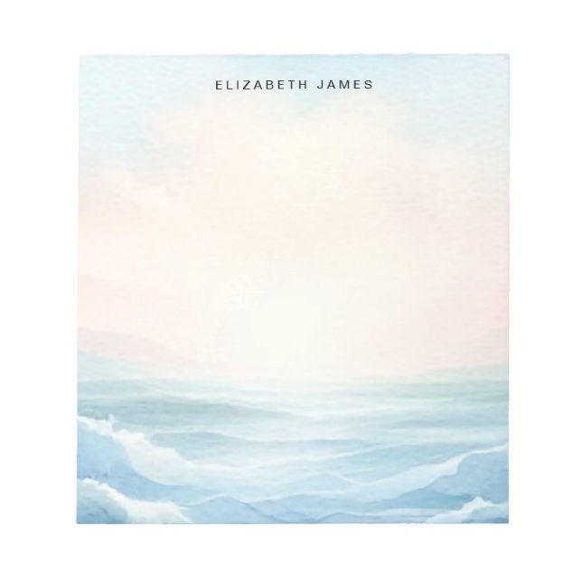 Modern Ocean Pastel Watercolor Layered Ombre  Notepad (Front)