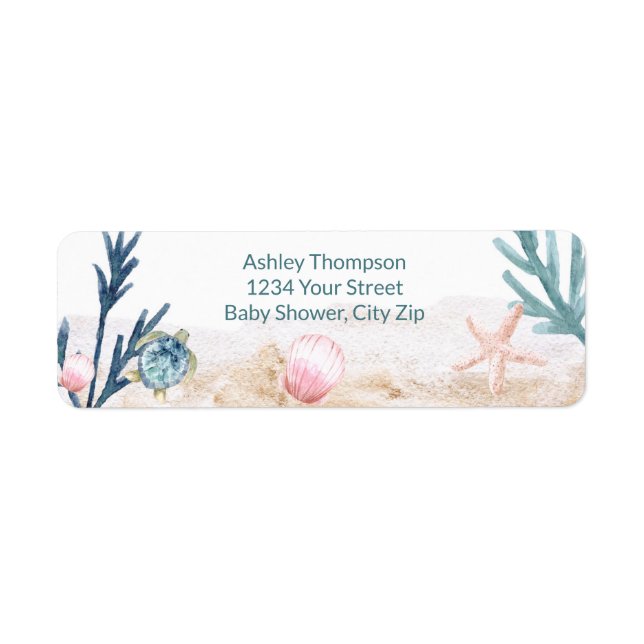 Modern Ocean Sea Turtle Starfish   Return Address Label (Front)