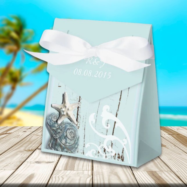 modern ocean SeaShells Beach Wedding Favour Box (modern ocean SeaShells Beach Wedding Favor Boxes)