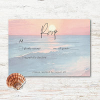 Modern Ocean Sunset Watercolor Beach Wedding