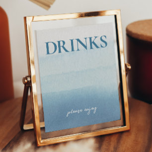 Modern Ocean Watercolor Baby Shower Drinks Sign