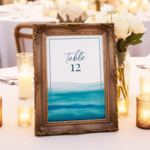 Modern Ocean Watercolor Wedding Table Numbers