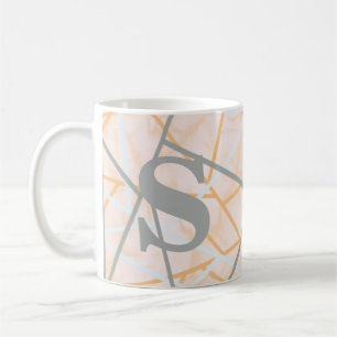Modern Ochre and Grey Geometric Lines Coffee Mug