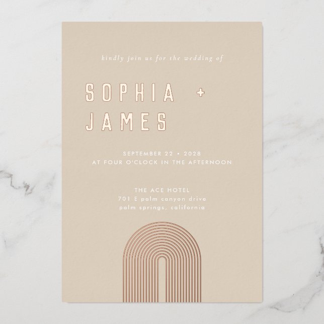 Modern Ochre Orange Boho Arch Wedding  (Front)