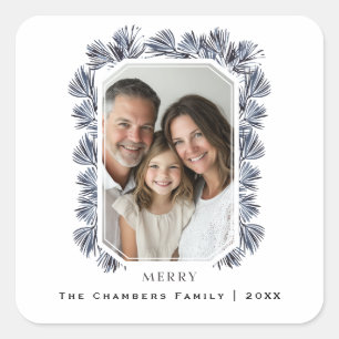 Modern Octagon Frame and Sprigs Square Sticker