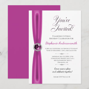 Modern October Birthday - Pink Tourmaline Invitation