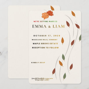 Modern October Wedding Card Rustic Nature Weddin