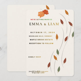 Modern October Wedding Card | Rustic Nature Weddin