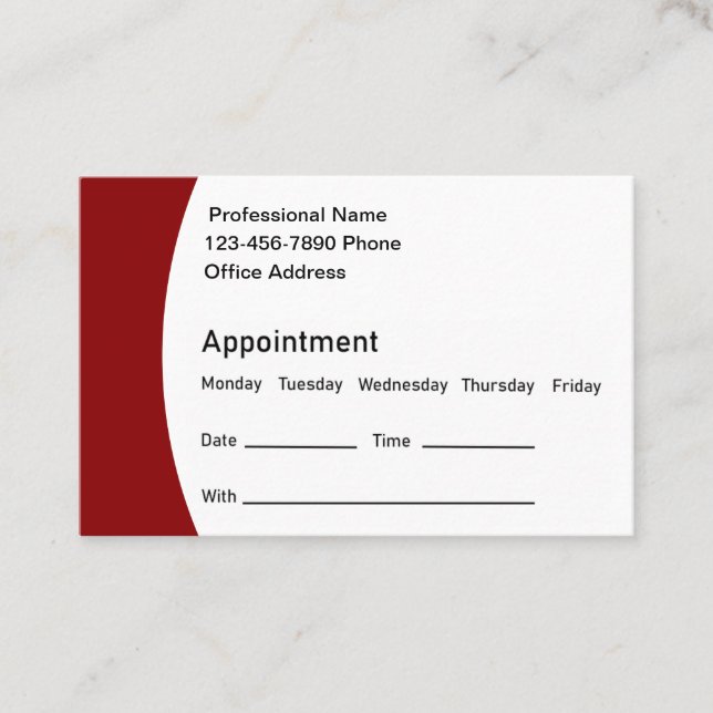 Modern Office Appointment Reminder Business Cards (Front)