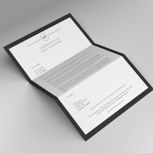Modern office black and white monogram lawyer custom letterhead