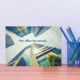 Modern Office Building Change of Address Moving Announcement