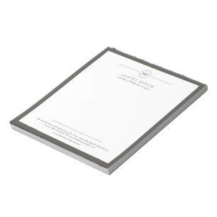 Modern office dark grey white monogram lawyer notepad
