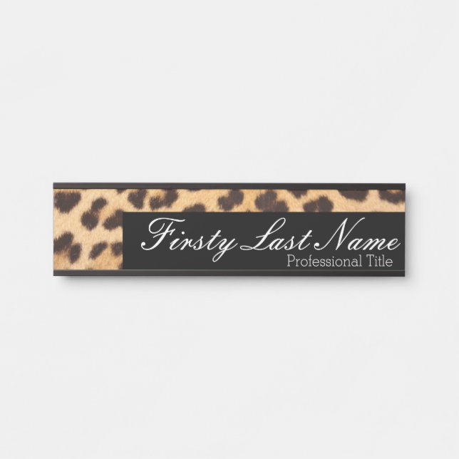 Modern Office Door Sign Signs Leopard Print (Front)