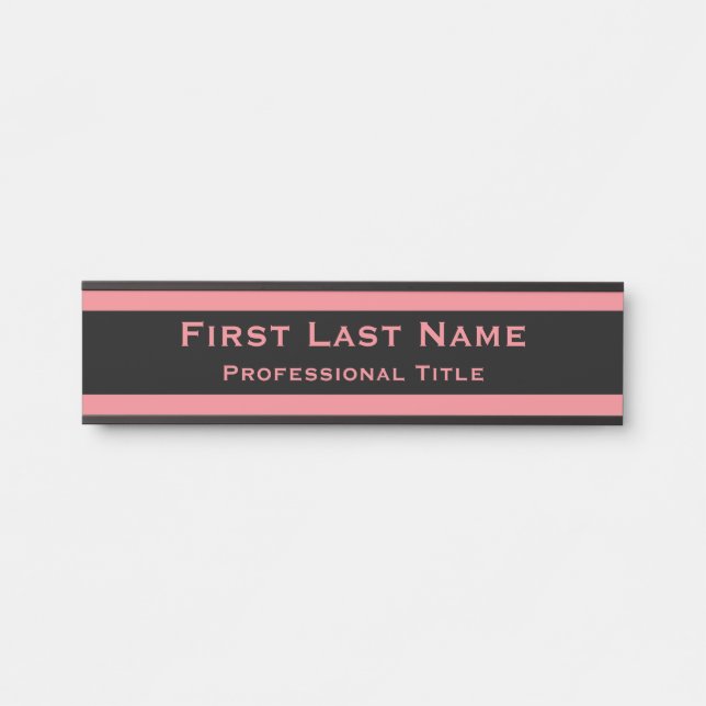 Modern Office Door Sign Signs Pink Name Plate (Front)