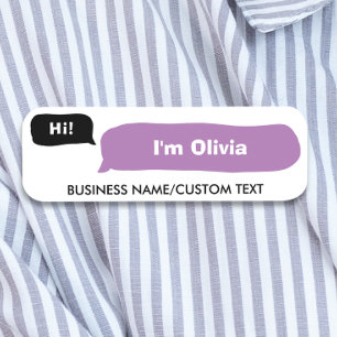 Modern Office Employee Speech Bubble Custom Name Tag