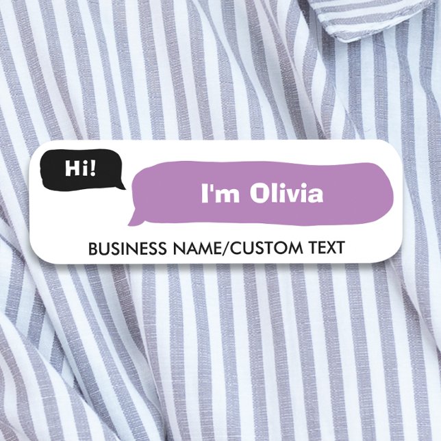 Modern Office Employee Speech Bubble Custom Name Tag (Creator Uploaded)