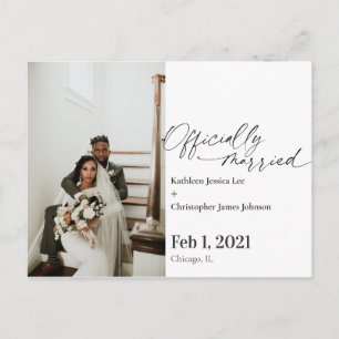 Modern Officially Married Wedding Announcement Postcard