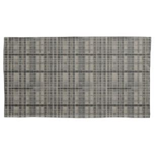 Modern Offset Plaid Grey Shades Pillowcase