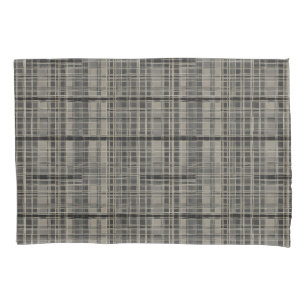 Modern Offset Plaid Grey Shades Pillowcase