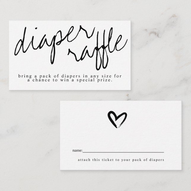 Modern Oh Baby Black and White Diaper Raffle Card (Front/Back)