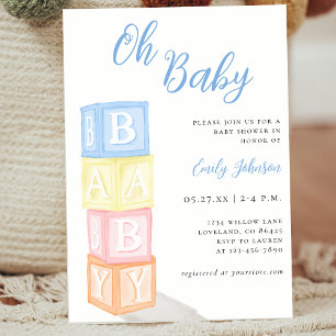 Modern Oh Baby Boy Baby Shower Invitation