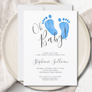 Modern Oh Baby Boy Baby Shower Invitation