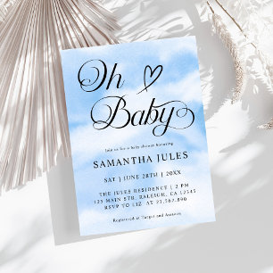 Modern Oh Baby Clouds Themed Baby Shower Invitation