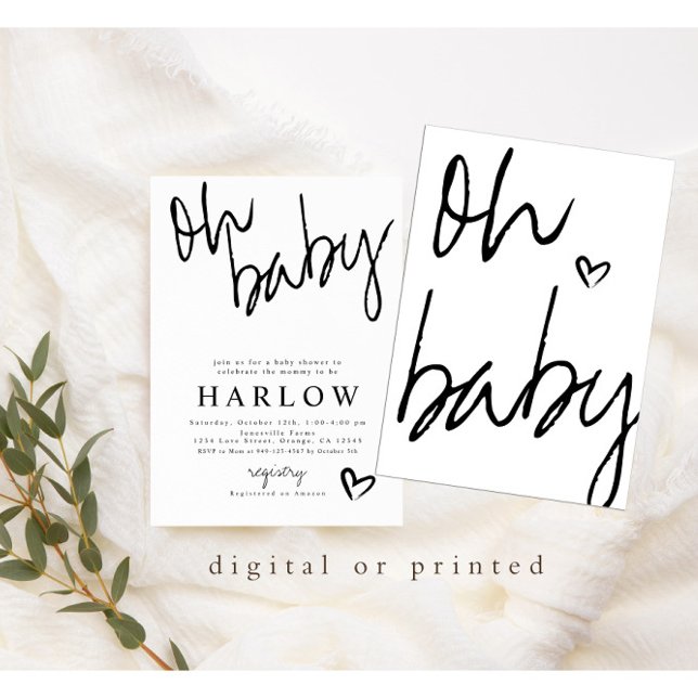 Modern Oh Baby Gender Neutral Baby Shower Invite (Creator Uploaded)