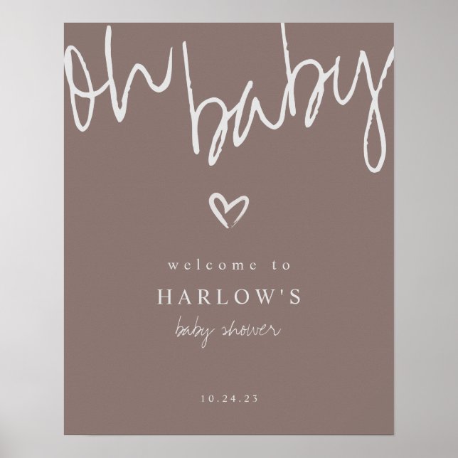 Modern Oh Baby Gender Neutral Baby Shower Welcome  Poster (Front)