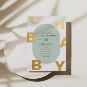 Modern Oh Baby Green Neutral Baby Shower Gold